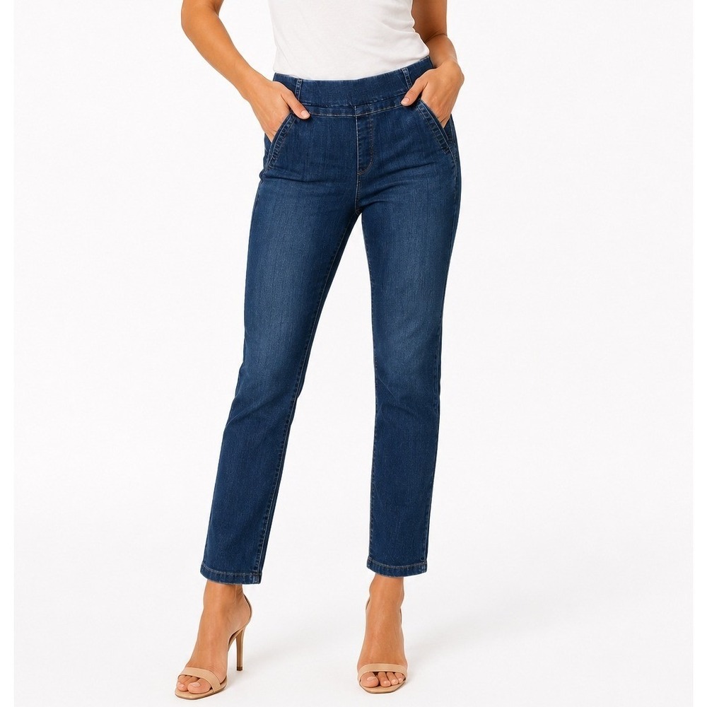 Flog‎ Womens Slim Leg Pull On Ankle Jeans Stretch Denim Indigo Blue Size 29
